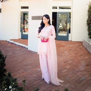 Pink Kameez and Farshi shalwar